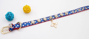 Doge Crystal Charm Free Soft Genuiner Leather Collar