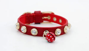 Doge Crystal Charm Free Soft Genuiner Leather Collar