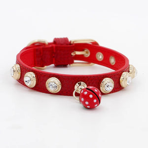 Doge Crystal Charm Free Soft Genuiner Leather Collar