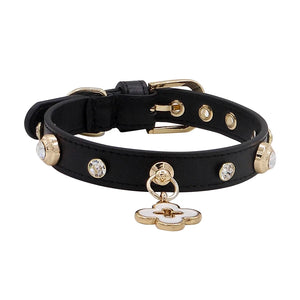 Doge Crystal Charm Free Soft Genuiner Leather Collar