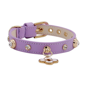 Doge Crystal Charm Free Soft Genuiner Leather Collar