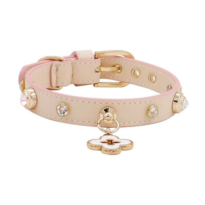 Doge Crystal Charm Free Soft Genuiner Leather Collar