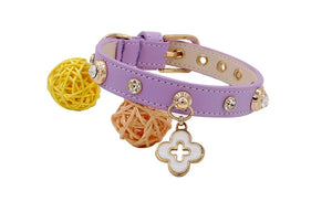 Doge Crystal Charm Free Soft Genuiner Leather Collar