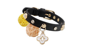Doge Crystal Charm Free Soft Genuiner Leather Collar
