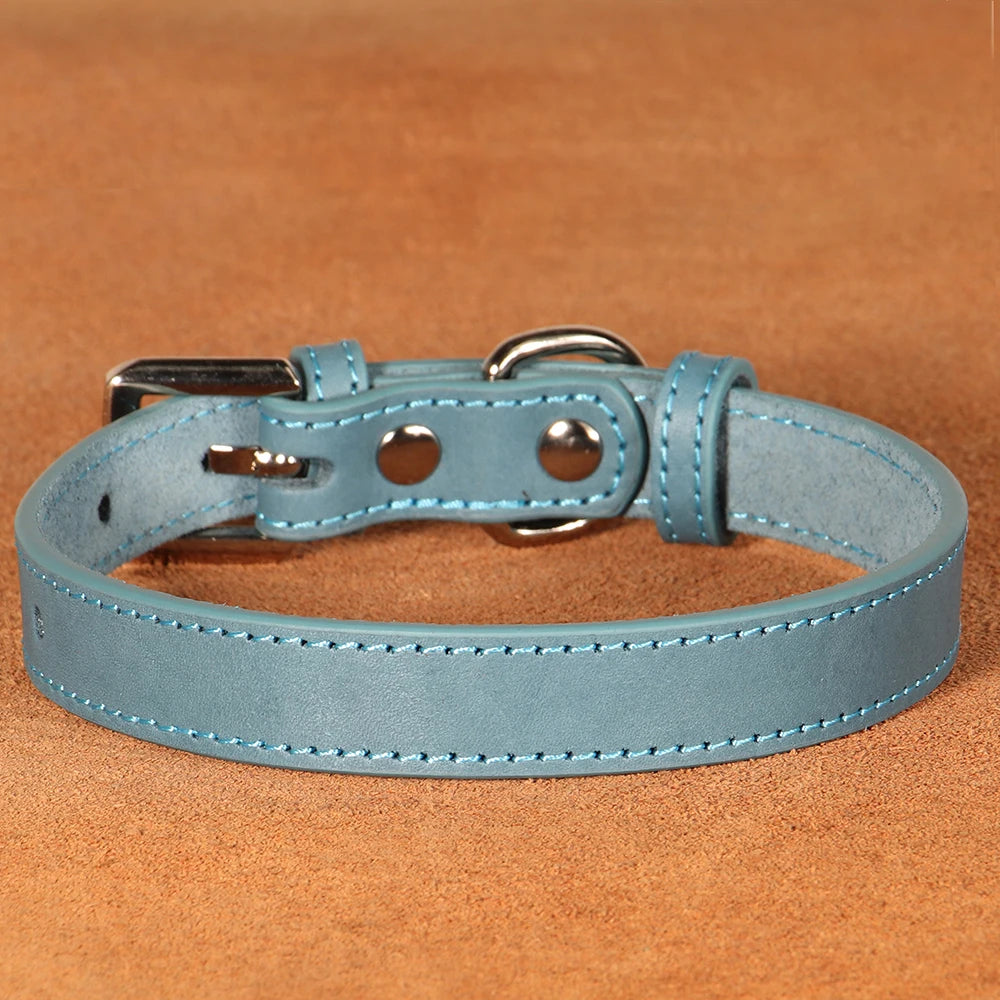 Adjustable Leather Small Dog Collar
