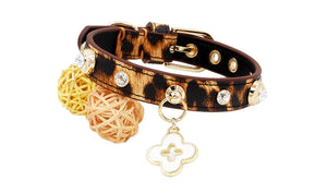 Doge Crystal Charm Free Soft Genuiner Leather Collar