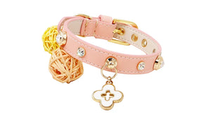 Doge Crystal Charm Free Soft Genuiner Leather Collar