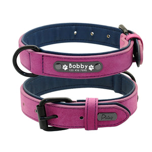 Personalized Custom Leather Dog Collar Name ID Tags