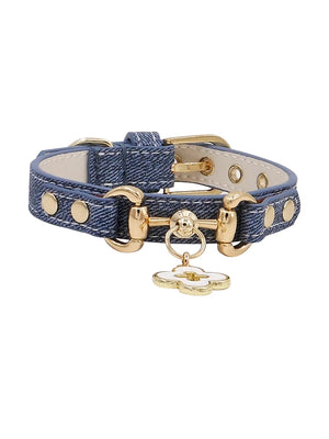 Doge Crystal Charm Free Soft Genuiner Leather Collar