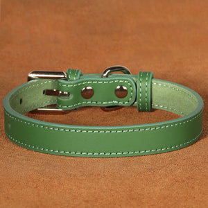 Adjustable Leather Small Dog Collar