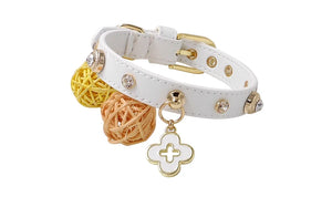 Doge Crystal Charm Free Soft Genuiner Leather Collar