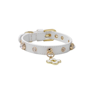 Doge Crystal Charm Free Soft Genuiner Leather Collar