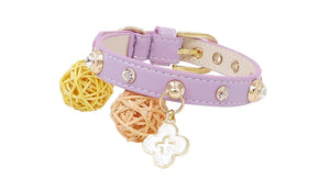 Doge Crystal Charm Free Soft Genuiner Leather Collar