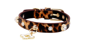 Doge Crystal Charm Free Soft Genuiner Leather Collar