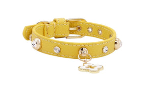 Doge Crystal Charm Free Soft Genuiner Leather Collar