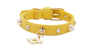 Doge Crystal Charm Free Soft Genuiner Leather Collar