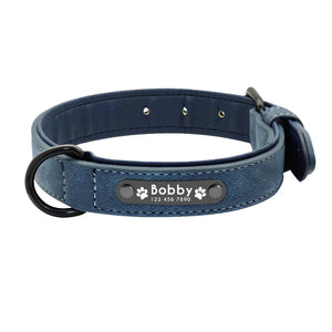 Personalized Custom Leather Dog Collar Name ID Tags